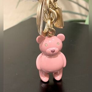 Coach PINK bear charm keychain - NWT